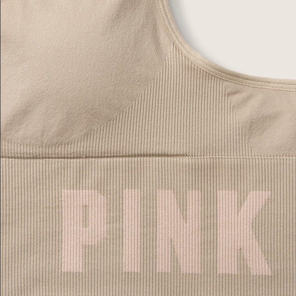 Victoria’s Secret PINK Seamless Scoop Crop Bra Hummus Large NEW - Picture 7 of 9